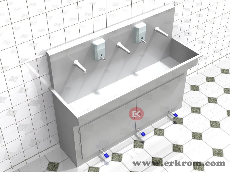 Ayak Kumandalı El Yıkama Evyesi Üçlü Model